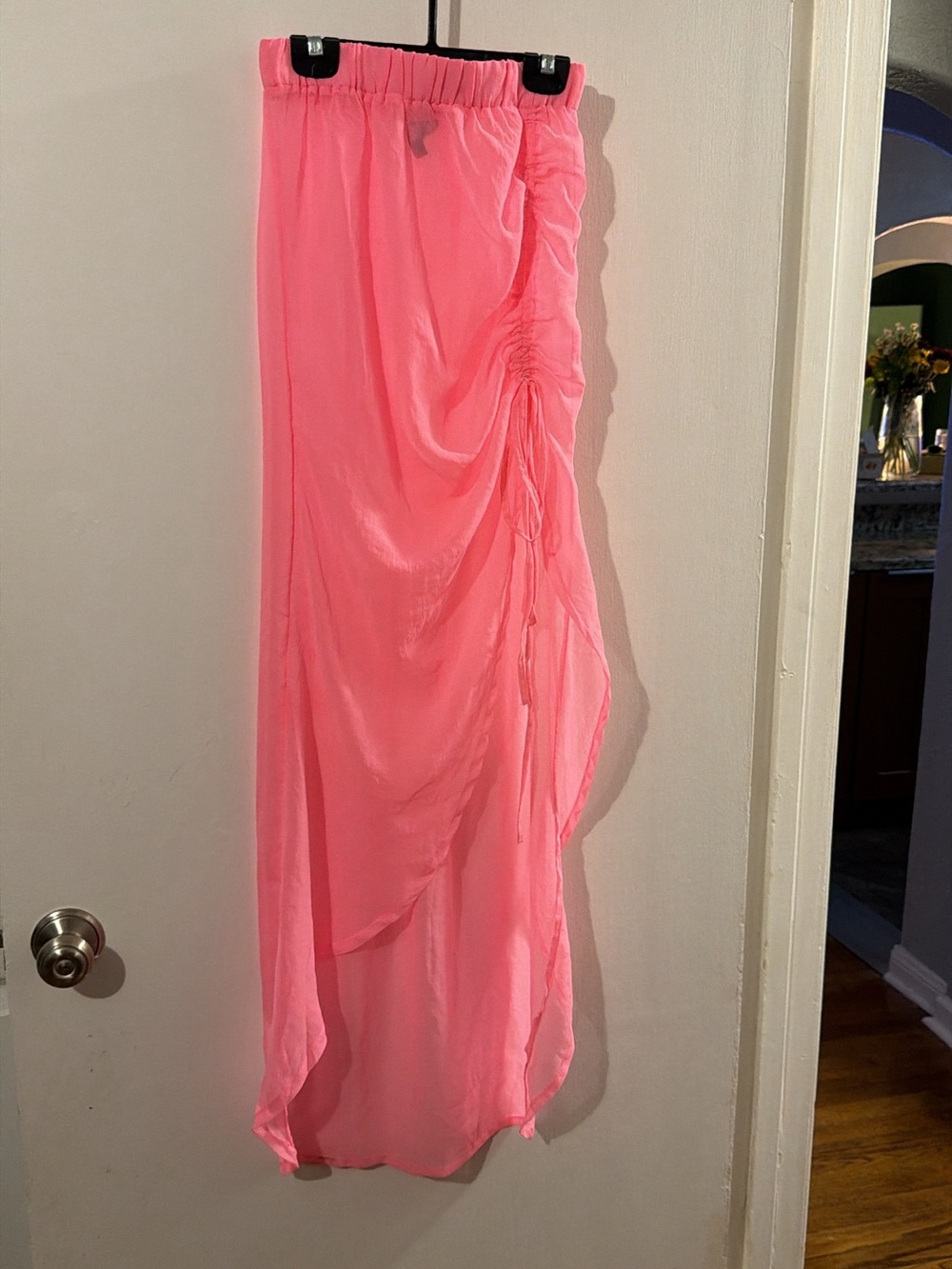 ASOS Bright Pink Ruched Swim Cover Up Maxi Skirt